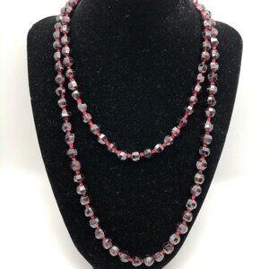 Garnet Necklace 38 Inch Strand Beaded Faceted Garnets Individually Knotted
